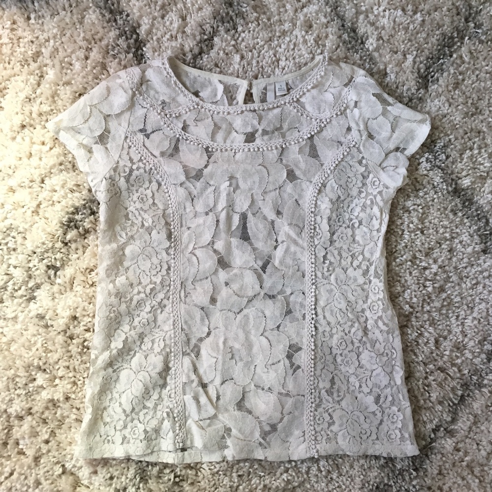 LC Lauren Conrad Sheer Lace Top